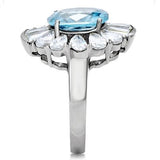High polished (no plating) Stainless Steel Ring with Synthetic Spinel in London Blue