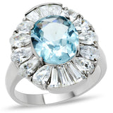 High polished (no plating) Stainless Steel Ring with Synthetic Spinel in London Blue