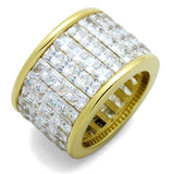 IP Gold(Ion Plating) Stainless Steel Ring with AAA Grade CZ  in Clear