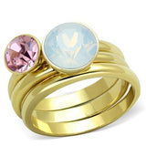 IP Gold(Ion Plating) Stainless Steel Ring with Top Grade Crystal  in White