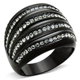 IP Black(Ion Plating) Stainless Steel Ring with Top Grade Crystal  in Black Diamond
