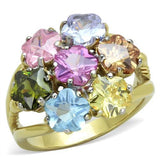 Two-Tone IP Gold (Ion Plating) Stainless Steel Ring with Assorted  in Multi Color