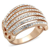 IP Rose Gold(Ion Plating) Stainless Steel Ring with Top Grade Crystal  in Clear