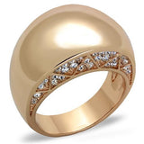 IP Rose Gold(Ion Plating) Stainless Steel Ring with Top Grade Crystal  in Clear