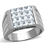 High polished (no plating) Stainless Steel Ring with AAA Grade CZ  in Clear
