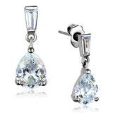 High polished (no plating) Stainless Steel Earrings with AAA Grade CZ  in Clear
