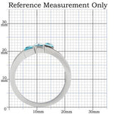 High polished (no plating) Stainless Steel Ring with Synthetic Synthetic Glass in Sea Blue