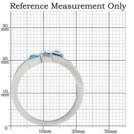 High polished (no plating) Stainless Steel Ring with Synthetic Synthetic Glass in Sea Blue