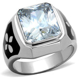 High polished (no plating) Stainless Steel Ring with AAA Grade CZ  in Clear