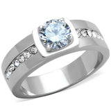 High polished (no plating) Stainless Steel Ring with AAA Grade CZ  in Clear