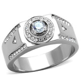 High polished (no plating) Stainless Steel Ring with AAA Grade CZ  in Clear