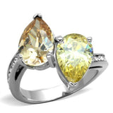 High polished (no plating) Stainless Steel Ring with AAA Grade CZ  in Multi Color
