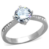 High polished (no plating) Stainless Steel Ring with AAA Grade CZ  in Clear