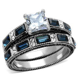 High polished (no plating) Stainless Steel Ring with AAA Grade CZ  in Clear