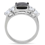 High polished (no plating) Stainless Steel Ring with AAA Grade CZ  in Jet
