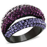 IP Black(Ion Plating) Stainless Steel Ring with Top Grade Crystal  in Multi Color