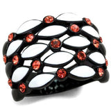 IP Black(Ion Plating) Stainless Steel Ring with Top Grade Crystal  in Garnet