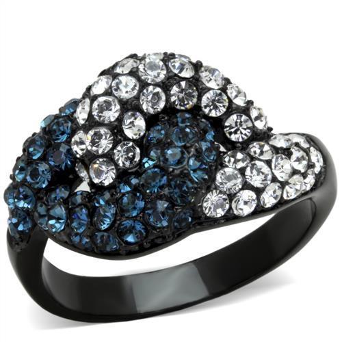 IP Black(Ion Plating) Stainless Steel Ring with Top Grade Crystal  in Montana