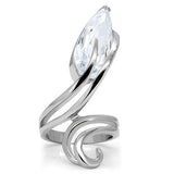 High polished (no plating) Stainless Steel Ring with AAA Grade CZ  in Clear