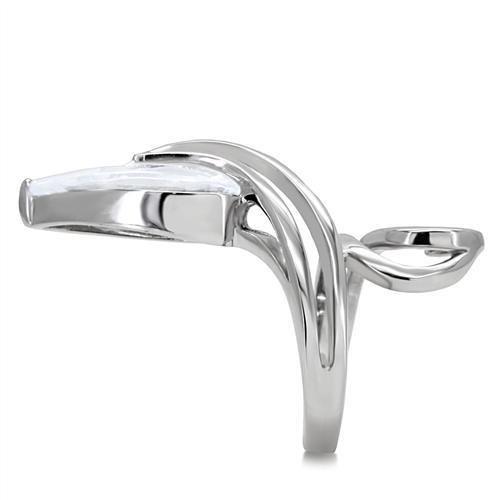 High polished (no plating) Stainless Steel Ring with AAA Grade CZ  in Clear