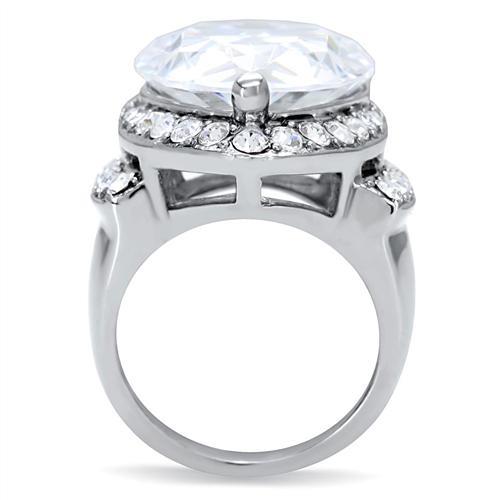 High polished (no plating) Stainless Steel Ring with AAA Grade CZ  in Clear