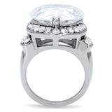 High polished (no plating) Stainless Steel Ring with AAA Grade CZ  in Clear
