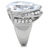 High polished (no plating) Stainless Steel Ring with AAA Grade CZ  in Clear