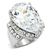 High polished (no plating) Stainless Steel Ring with AAA Grade CZ  in Clear