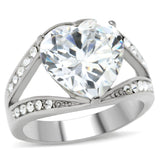 High polished (no plating) Stainless Steel Ring with AAA Grade CZ  in Clear