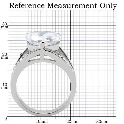 High polished (no plating) Stainless Steel Ring with AAA Grade CZ  in Clear