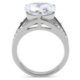 High polished (no plating) Stainless Steel Ring with AAA Grade CZ  in Clear
