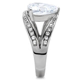 High polished (no plating) Stainless Steel Ring with AAA Grade CZ  in Clear