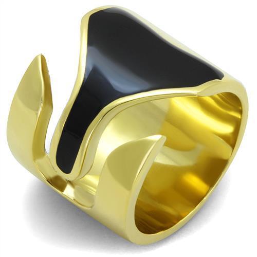 IP Gold(Ion Plating) Stainless Steel Ring with Epoxy  in Jet