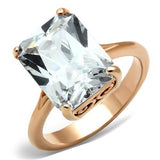 IP Rose Gold(Ion Plating) Stainless Steel Ring with AAA Grade CZ  in Clear