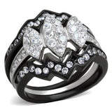 Two-Tone IP Black (Ion Plating) Stainless Steel Ring with AAA Grade CZ  in Clear
