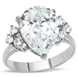 High polished (no plating) Stainless Steel Ring with AAA Grade CZ  in Clear