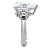 High polished (no plating) Stainless Steel Ring with AAA Grade CZ  in Clear