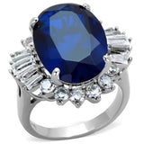 High polished (no plating) Stainless Steel Ring with Synthetic Spinel in London Blue