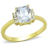 IP Gold(Ion Plating) Stainless Steel Ring with AAA Grade CZ  in Clear