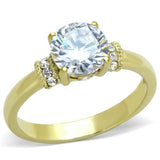 IP Gold(Ion Plating) Stainless Steel Ring with AAA Grade CZ  in Clear