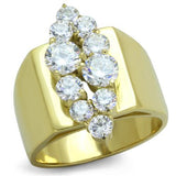 IP Gold(Ion Plating) Stainless Steel Ring with AAA Grade CZ  in Clear