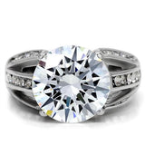 High polished (no plating) Stainless Steel Ring with AAA Grade CZ  in Clear