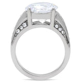 High polished (no plating) Stainless Steel Ring with AAA Grade CZ  in Clear