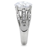 High polished (no plating) Stainless Steel Ring with AAA Grade CZ  in Clear