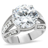 High polished (no plating) Stainless Steel Ring with AAA Grade CZ  in Clear