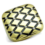 IP Gold(Ion Plating) Stainless Steel Ring with Top Grade Crystal  in Clear