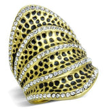 IP Gold(Ion Plating) Stainless Steel Ring with Top Grade Crystal  in Clear