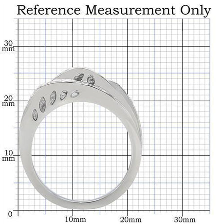 High polished (no plating) Stainless Steel Ring with Top Grade Crystal  in Clear