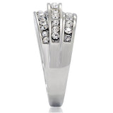 High polished (no plating) Stainless Steel Ring with Top Grade Crystal  in Clear
