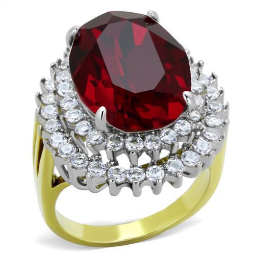 Two-Tone IP Gold (Ion Plating) Stainless Steel Ring with Top Grade Crystal  in Siam